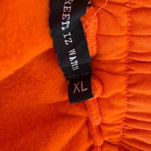 Streetz Iz Watchin Orange Track Joggers w/ GOAT woman’s sz XL 95% cotton pockets - Picture 3 of 11